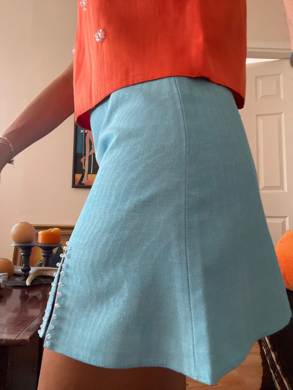 SKY BLUE MINI SKIRT