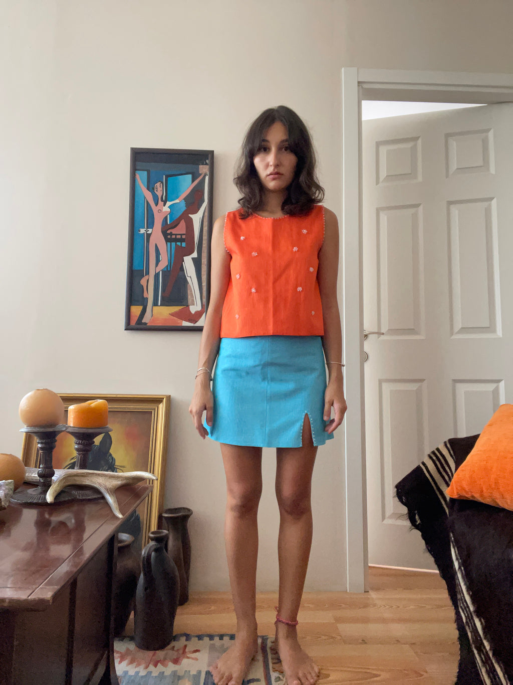 SKY BLUE MINI SKIRT